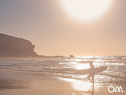 Surfing on a surf spot in Fuerteventura