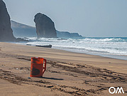 red plastic clay on the beach of Roque del Morro red plastic clay on the beach of Roque del Morro
