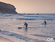 Surfing during sunset in La Pared