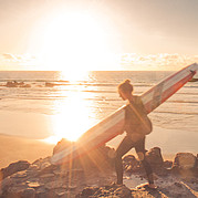 Surfer on a surf spot in Fuerteventura