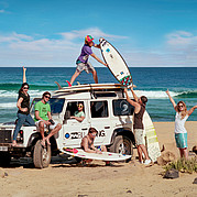 Surf lessons with 4WD Guiding with our Landrovers