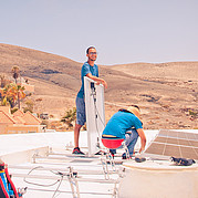 Solar panels are installed on the roof of our Surf Villa Solar panels are installed on the roof of our Surf Villa