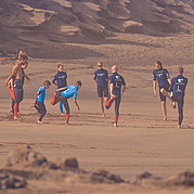 Warm-up exercises on the beach