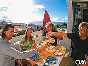 breakfast on the balcony of our surf camp "Casa Alberto"