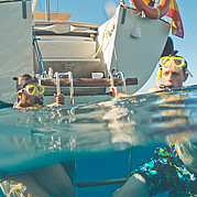 snorkeling off the boat in the Bay of Morro Jable